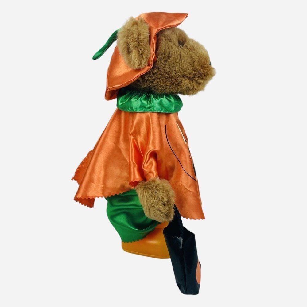 RARE Vintage Dan Dee Pumpkin Teddy Bear Halloween Trick or Treat Plush Hard Body - Picture 3 of 16